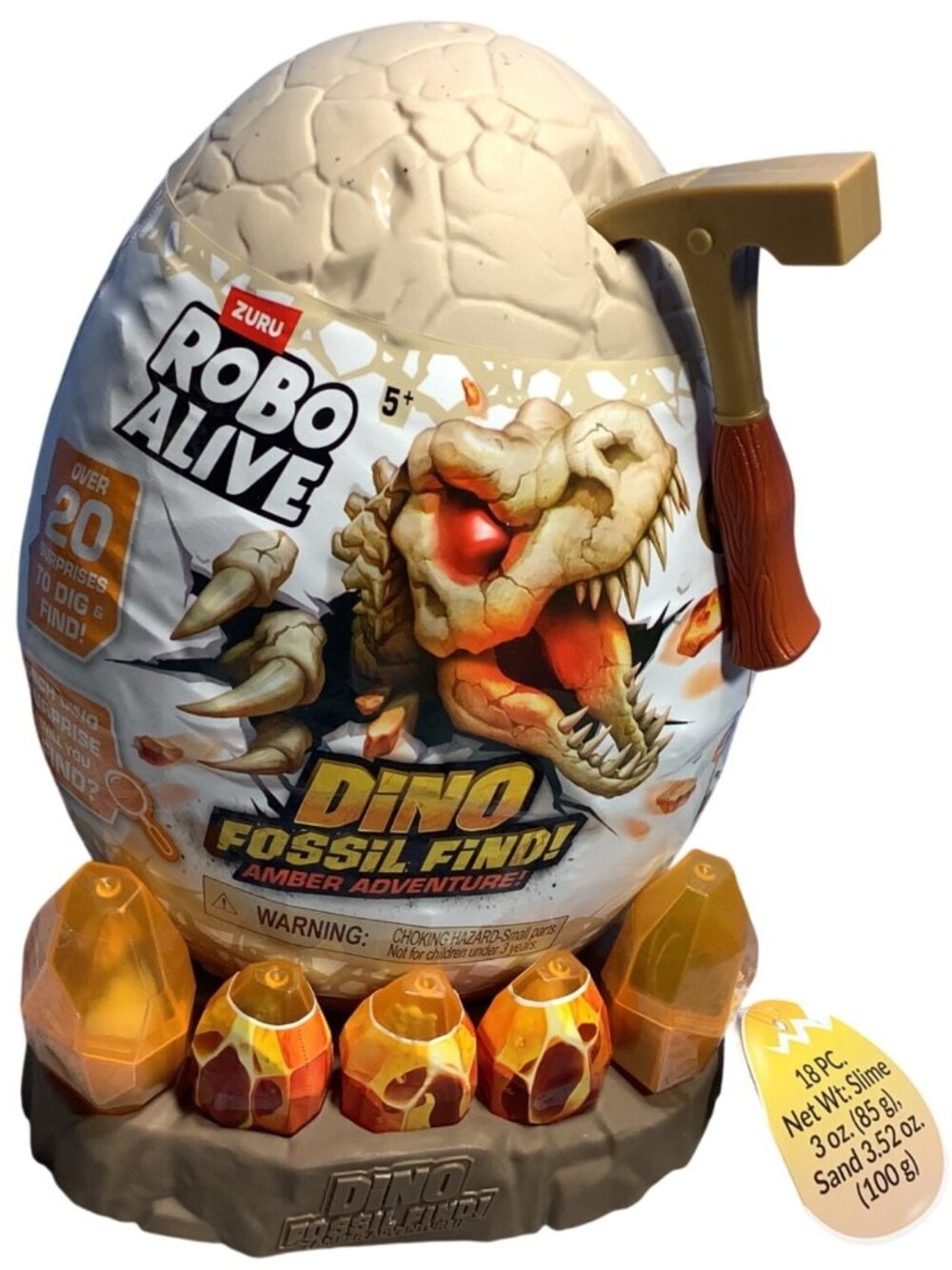 Zuru Robo Alive Dino Fossil Find Amber Adventure Egg 20+ Surprises Dig Discover